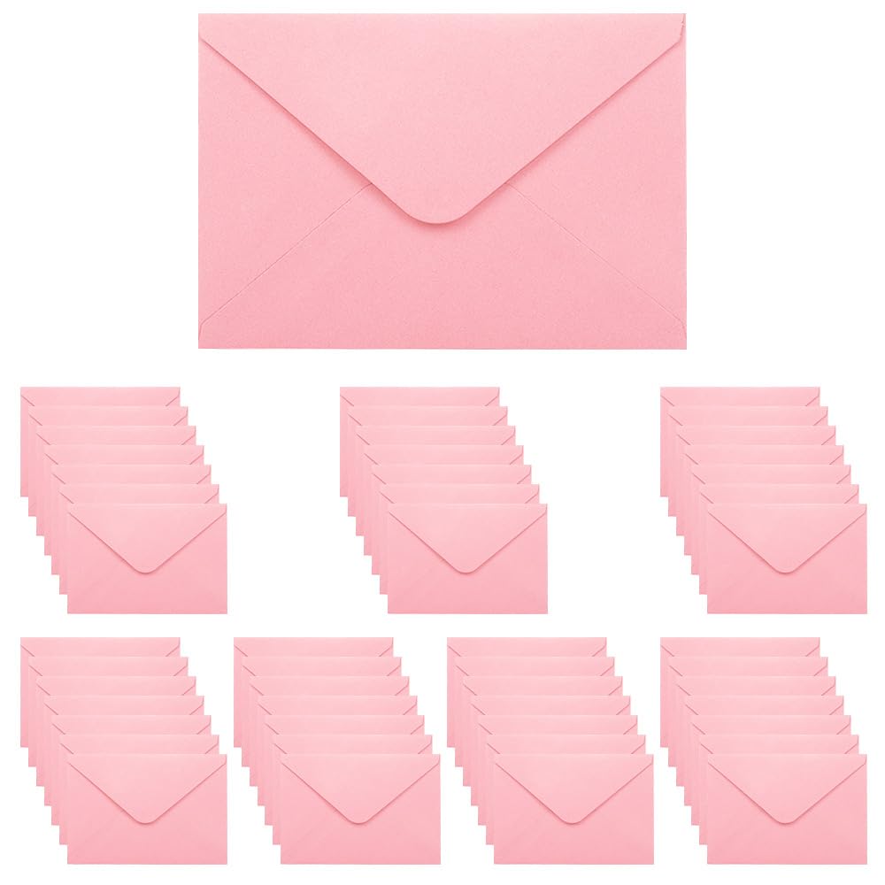 WYAN Mini Envelopes - 50 Pack 15.5 x 10.5cm Pink Flap Envelopes, Small Parts Envelope, Gummed Envelope for Gift, Greeting Cards, Wedding, Business, Invitation (Card not Included)
