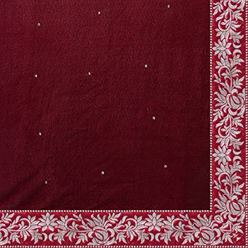 Image of Women's Velvet and Brasso Half-Half Saree with Blouse Piece