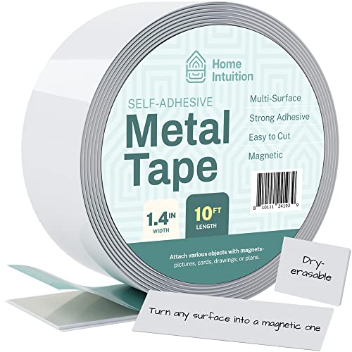 Home Intuition Self Stick Flexible Steel Metal Tape Roll For Magnets, 1.4" X 10 Feet #TOP25