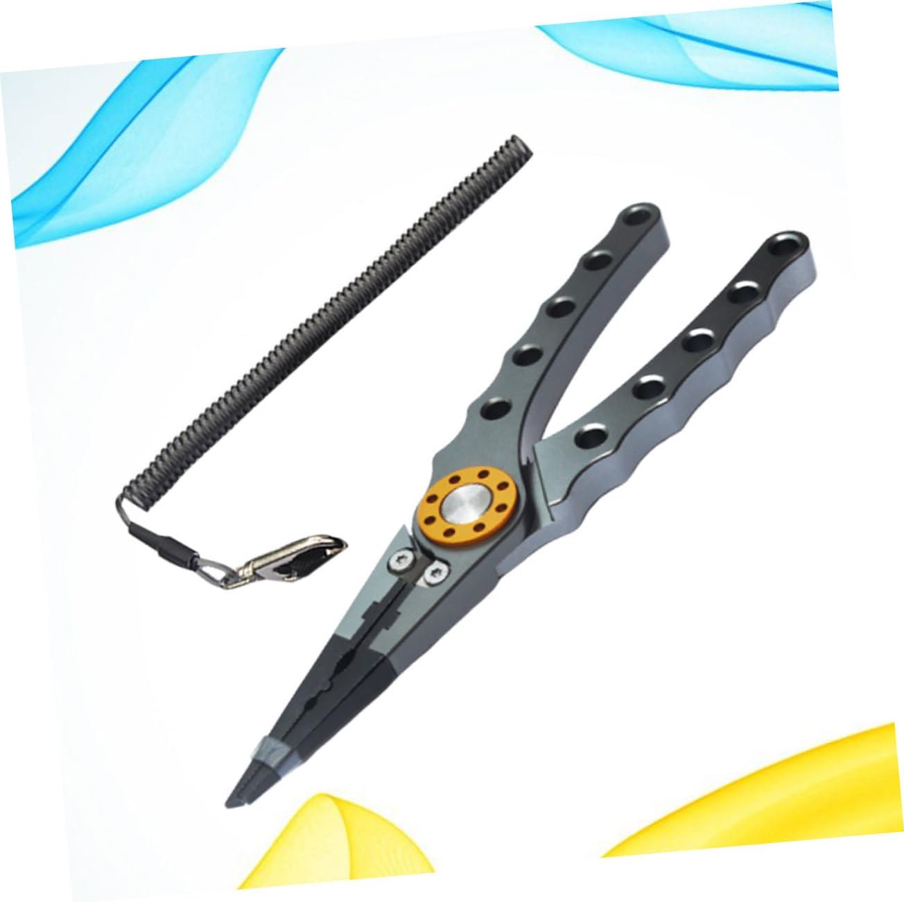 Happyyami Aluminum Alloy Fishing Pliers with Non Slip Handles Multi Function Scissors and Wire Cutter Fishing Tool for Hook Removal and Line Cutting Grey