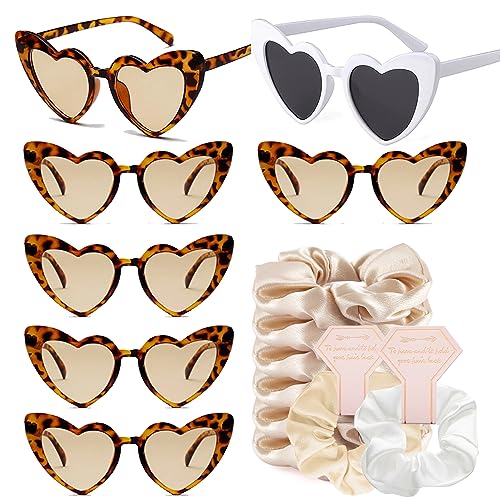 Bachelorette Party Favor Sunglasses and Satin Bridesmaid Scrunchies Set 14 Pack,Wedding Swim Party Bridesmaids Proposal Gifts