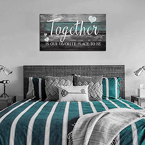 Skenoart Inspirational Quotes Painting Canvas Wall Art Rustic Love Theme Bathroom Picture Prints Modern Signs Poster Bedroom Wall Decor Gift Together Is Our Favorite Place To Be Easy To Hang 20"X36" #TOP2