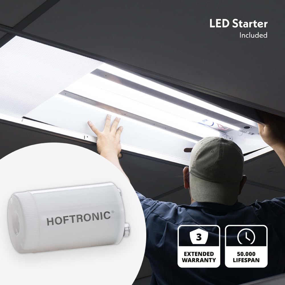 HOFTRONIC - 2er Set LED Röhre 150cm - 24 Watt 3840 Lumen (160lm/W) Super Bright - T8 G13 - LED Leuchtstoffröhre Flimmerfrei - Kaltweiß 6000K - Inkl. Starter - ersetzt 128W (128W/860)