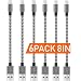 Boost Chargers 6Pack 8INCH Nylon Braided Fast Charging USB Power Charge & Sync Cable Cord for Smartphones, Tablets & Other Gadgets – Multiple USB Charger Station & Cell Phone - White/Grey