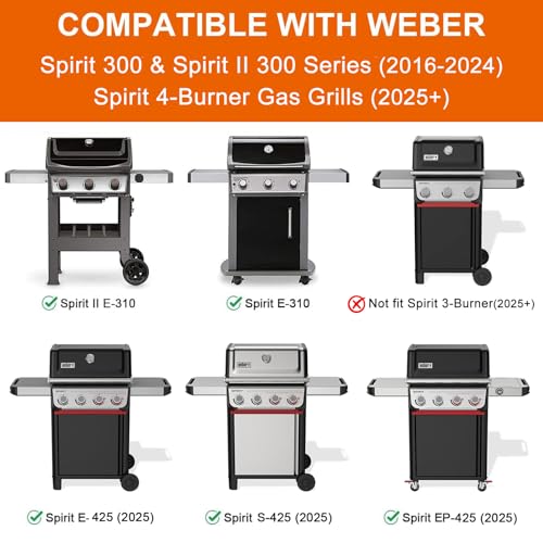 Full-Size Griddle Inserts for Weber Spirit 300 & Spirit II 300 Series Grills, Flat Top Griddle for Weber Spirit I & II E-310 E-320 S-310 S-320, Grill Griddle Replace for 6787