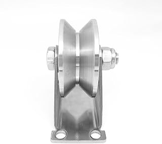 3in Stainless Steel Sliding Gate Wheels V Groove Track Roller Heavy Duty Pulley Smooth Rolling Double Bearing Plate Caster V-Shaped Bracket Roller for V Track Rail, Rolling Driveway Gate