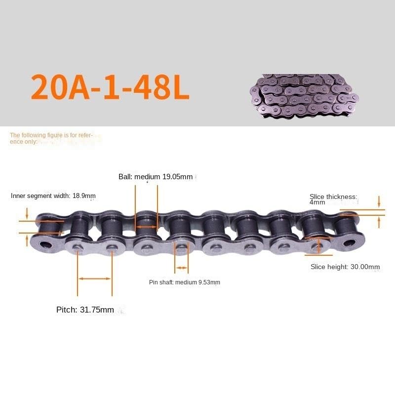 Thickened Wide Waist Industrial Chain 08B 5/8in 10A 3/4in 12A 1in 16A 20A 32A Single/Double Row MINGPING (Size : 20A-1-1.5m Pull 8.85T)