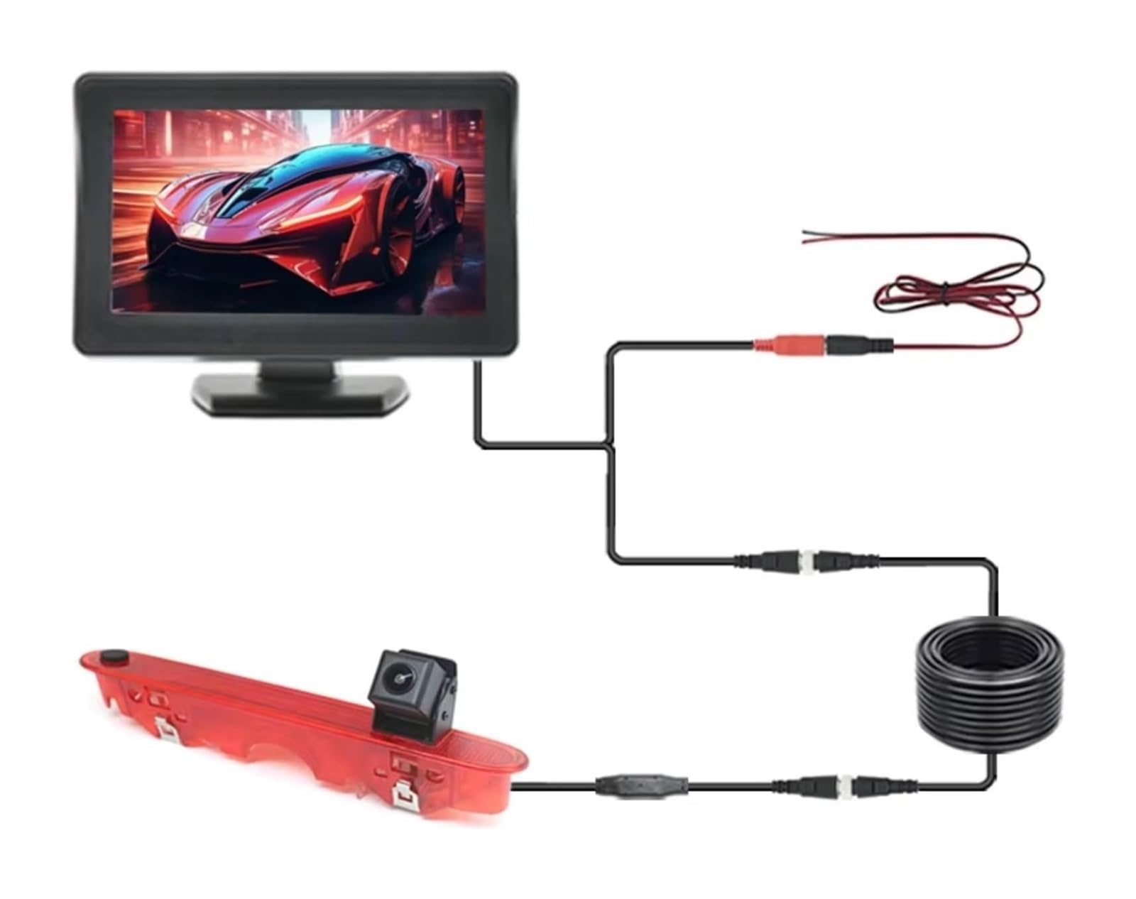 para Benz para Citan 2012 2013 2014 2015 2016 2017 2018 2019 2020 2021 Cámara De Marcha Atrás Luz Freno HD Monitor 4,3 Pulgadas Cámara de Respaldo(Desktop Screen)