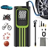 Compressore Aria Portatile, Compressore Aria Portatile Auto (10,3Bar)150PSI, Gonfiatore Elettrico Portatile con Schermo LCD Digitale e Torcia LED, 5 modalità torcia, per Auto, Moto, Bicicletta, Palla