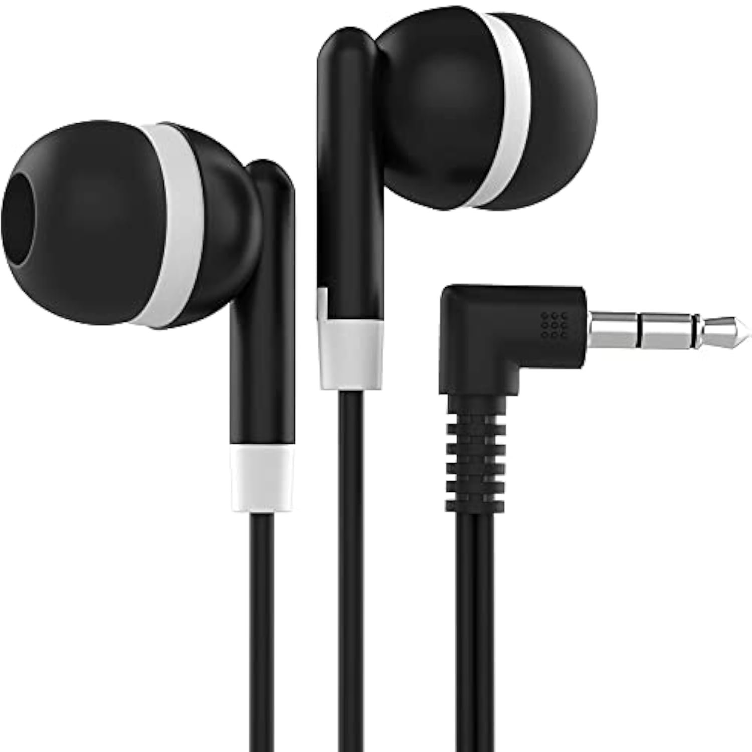 Maeline Bulk Earbuds with 3.5 mm Headphone Plug - 30 Pack Wholesale Bundle - Black