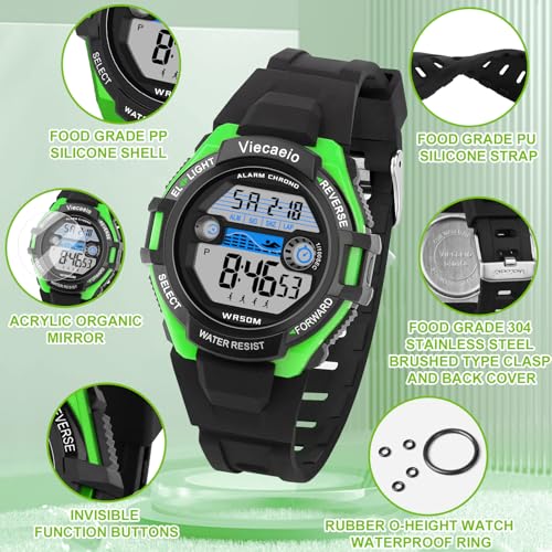 kids digital watch for boys girls waterproof led colorful lights sports watch suitable for 5-17 years old teenagers with gift box