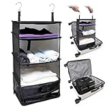 Stow-N-Go Portable Luggage System Suitcase Organizer - Small, Packable Hanging Travel Shelves & Packing Cube Organizer