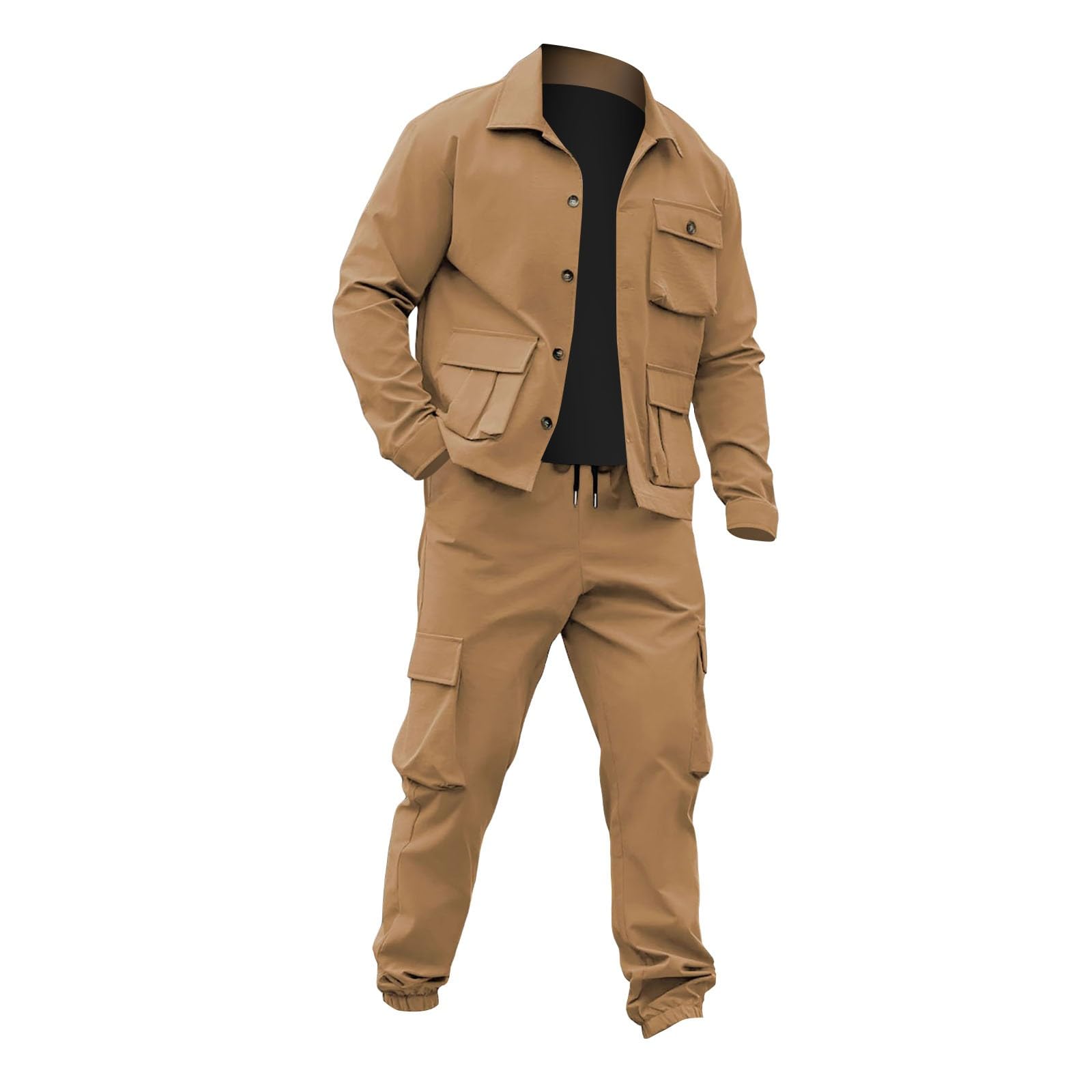 Tuta da uomo con bottoni, 2 pezzi, set di pantaloni della tuta