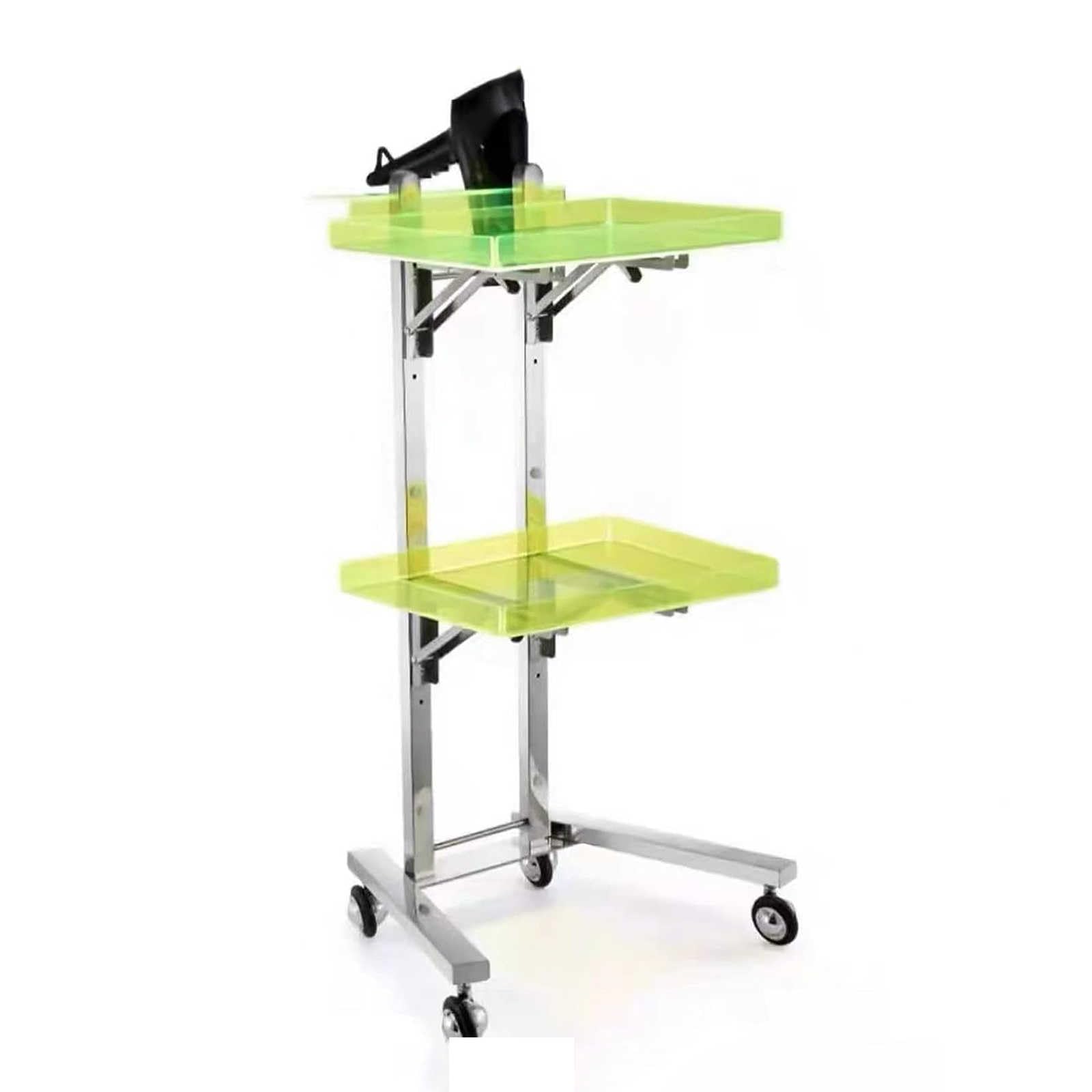 LJYKBFL 2-Tier Rolling Cart with Wheels, Stainless Steel Utility Trolley for Kitchen, Bedroom, Tattoo Shops Mobile Storage Tray Cart on Casters
