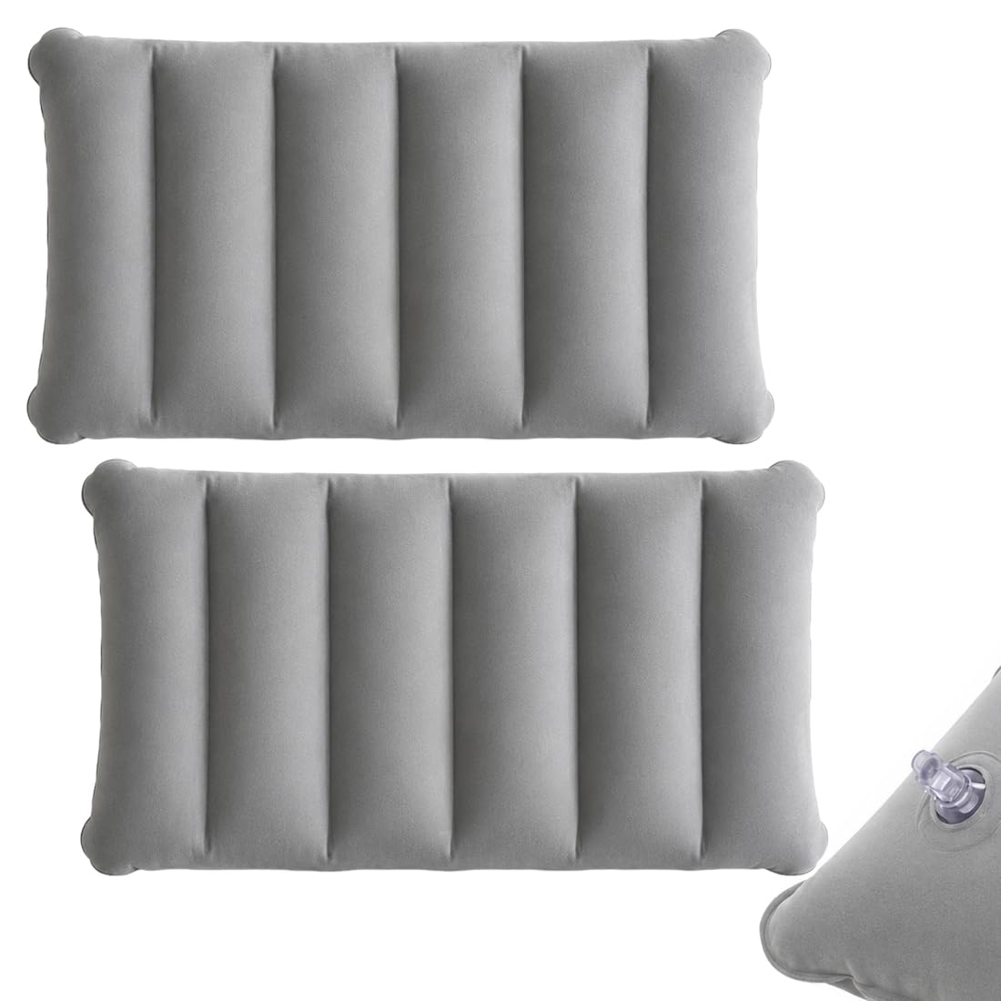 2Pcs Inflatable Pillow for Travel Blow Up Pillows Sun Lounger Inflatable Cushion Small Cushion Beach Neck Support for Travel Fishing Hiking Beach Camping Outdoors(grey)