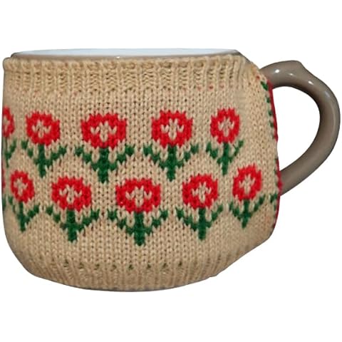 LONGDON HOMEONE Cute Acrylic Knitting Mug Sleeve for London Pottery Farmhouse Mug, 8.5 fl oz (250 ml) Gift (Toffee-Flower) Cover
