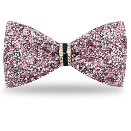 Image of Mens Rhinestone Bow Tie Pre-Tied Bow Ties for Men Adjustable Sparkle Sequin Bowtie Party Wedding