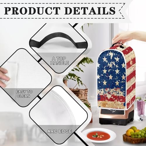 Image of Talayituse Star American Flag Print Blender Dust Cover, 4th of July Fingerprint Protection Cover for Stand Mixer or Coffee Machine, Home Kitchen Appliance Covers for Stain Dust Resistant Supplies