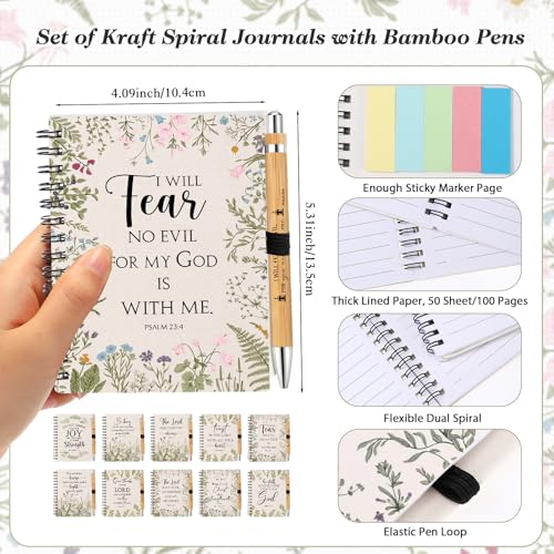 Image of Engrowtic 30 Sets Christian Gift Bulk for Church Inspirational Religious Spiral Bible Verse Prayer Notebook with Sticky Note Pen for Study Group Member Back to School Teacher Vbs Sunday School (White)