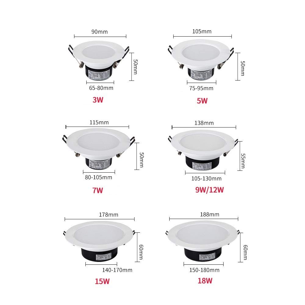 15W/18W Ultra Jasne Białe Diody Led Wpuszczane Okrągłe Sufitowe Downlighty Wpuszczane Ultracienkie Aluminiowe Oświetlenie Wewnętrzne Reflektory Do Alejek Home D(15W-Ciepłe Światło)