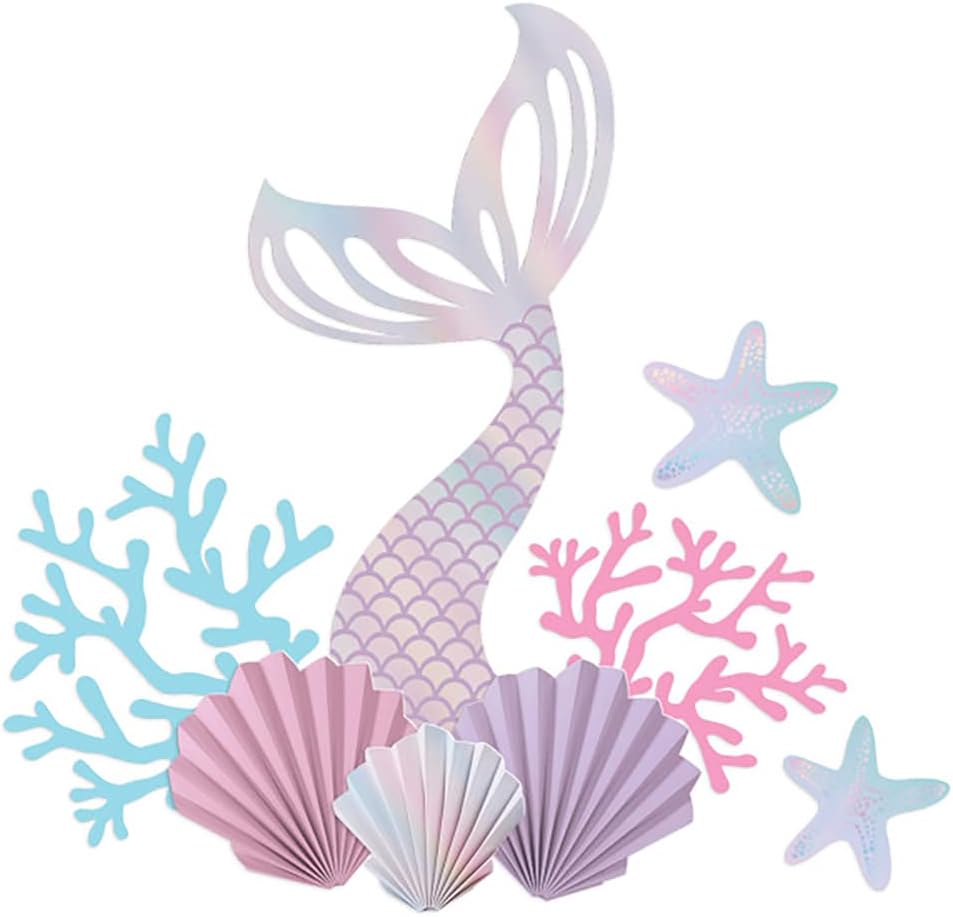 Shimmering Multicolor Mermaids Wall Decorating Kit - 1 Set - Stunning Foil Decor - Unique & Enchanting Decorative Choice - Ideal for Transformative Event Ambiance