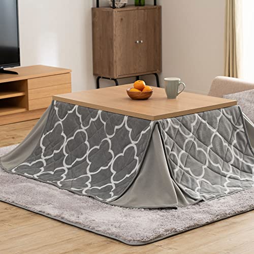 アイリスプラザ こたつセット こたつテーブル + こたつ布団 長方形 80×60cm ヴィンテージ おしゃれ 天板 ナチュラル × 布団 グレー SJ-K12-IR