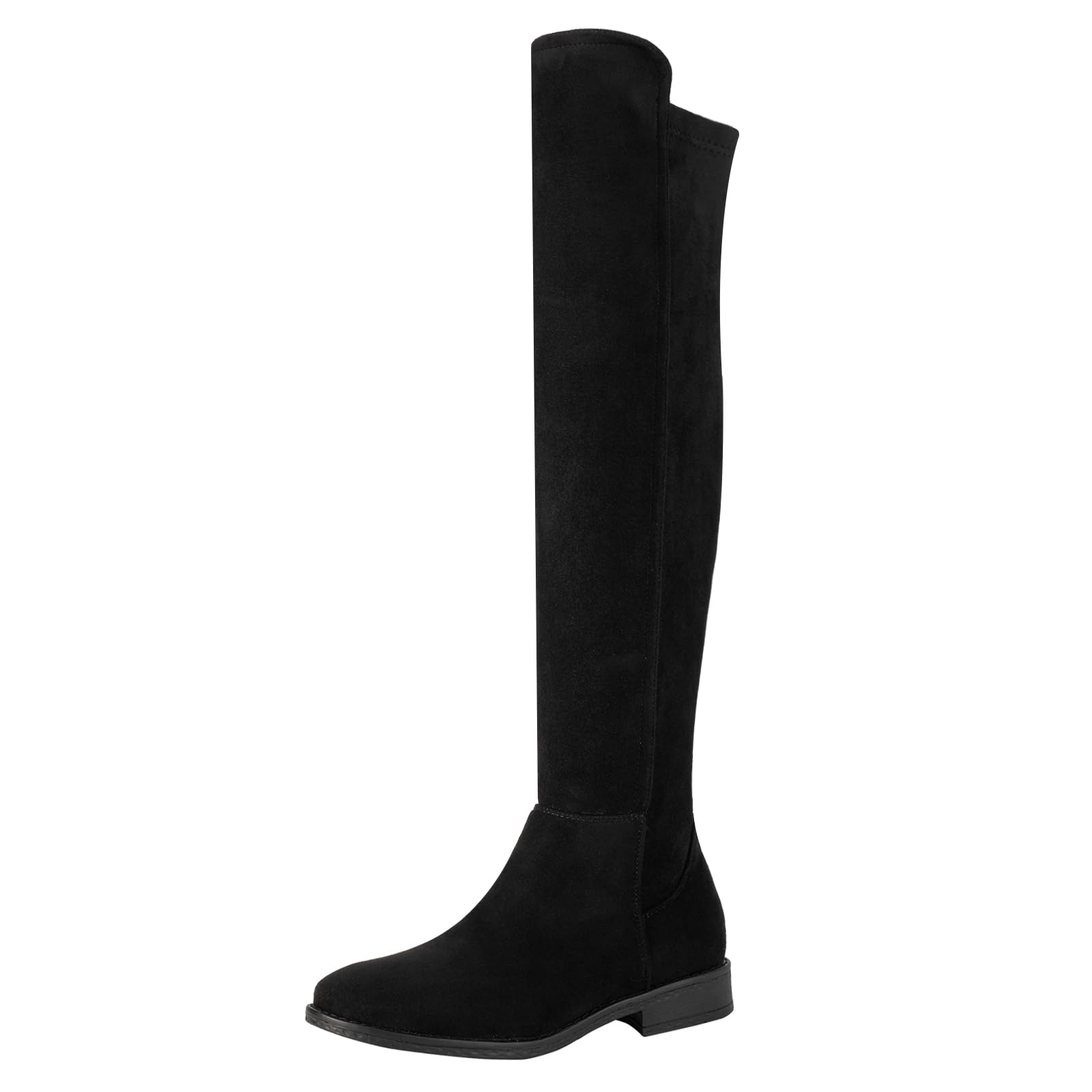 ShoeN Tale Thigh High Over The Knee Boots for Women Flat Low Heel Fall Winter Stretch Suede Long
