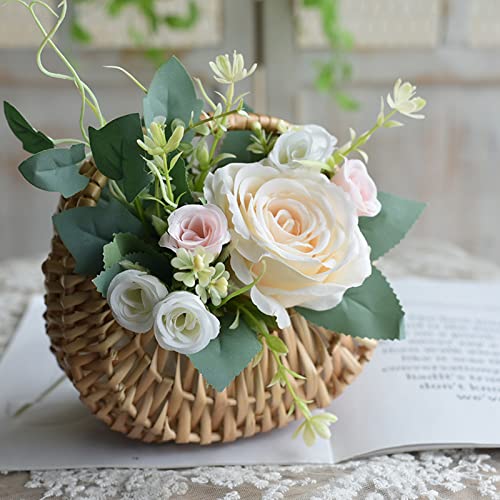 Ayqqe Flower Girl Basket, Rattan Easter Basket Wicker Storage Basket With Handle For Home Wedding Decor, Photo Props #TOP5
