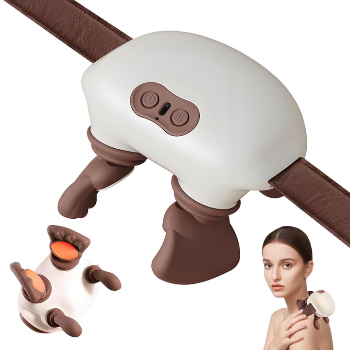 Masajeador de cuello con calefacción, masajeador Shiatsu espalda y cuello, portátil e inalámbrico, ajuste de 3 velocidades, cojín de masaje eléctrico amasado para el cuello, hombros y plantas de los
