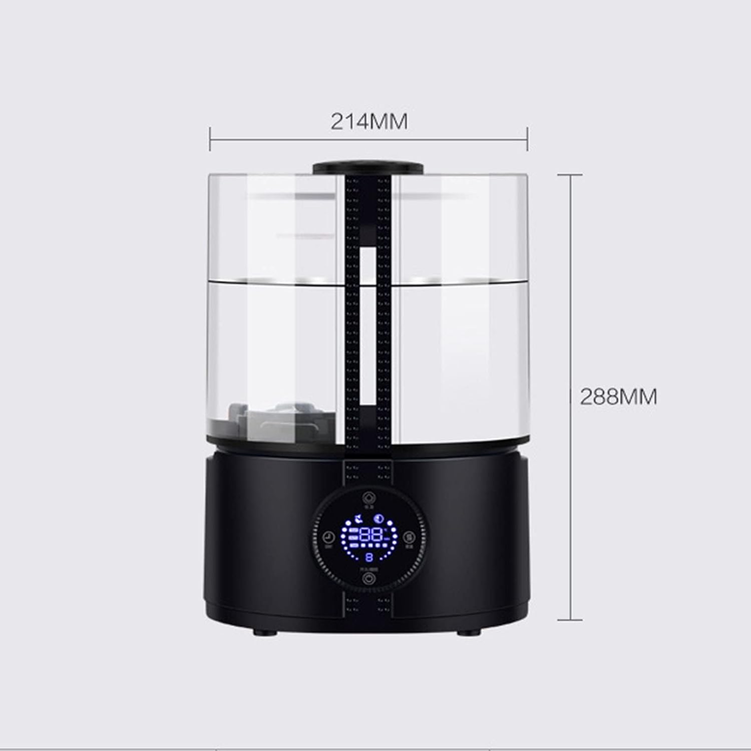 Room Humidifier Cool Mist Quiet The Fine Spray Intelligent Constant Humidity Touch Screen Timing Function Household Rooms Living Room Bedroom (Black Machinery)