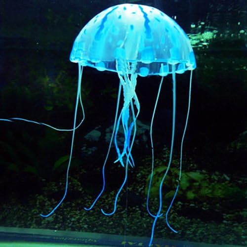 Jellyfish M Blue Aquarium Fish Tank Landscape Decoration Glow Simulation Animal Plants Ornament no.28