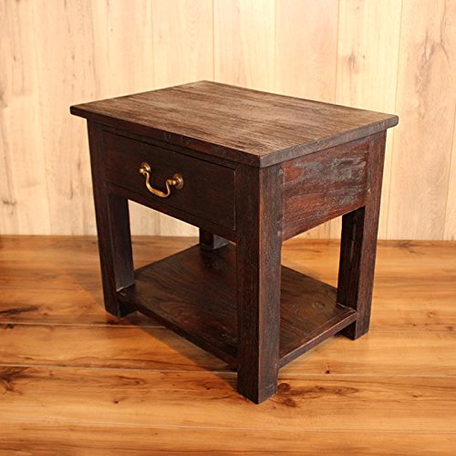 Amazon｜サイドテーブル アンティークウォッシュ ダークブラウン 天然