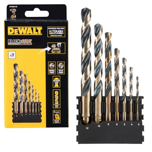 DeWALT Power Tools Black & Gold HSS Drill Bit Set, 7 Piece, Multi Colour, One Size