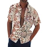 Herren Shirt, Langarm Und Kurzarm Hemd Button Down Shirts for Männer Slim Fit Outdoor Hemden Stehkragenhemd Elegante Polo Weiß Schwarzes Kurz Hawai Baumwolle