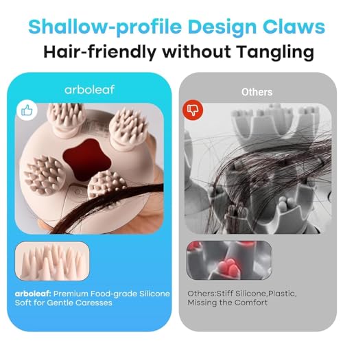 Image of Electric Scalp Massager for Hair Growth - Portable Rechargeable Head Massager, Waterproof Handheld Hair Scratcher With 8 Removable Massage Claws, Stress Relief, Gold