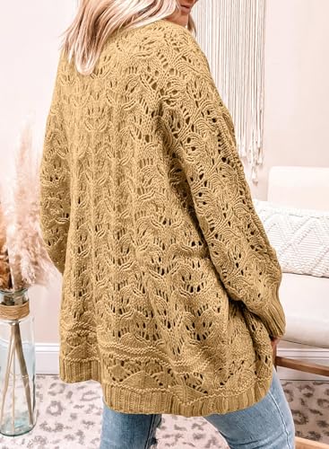 Image of Eytino Womens Plus Size Crochet Cardigan Sweater Long Sleeve Hollow Out Open Front Cardigans Outwear(1X-5X)