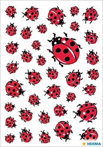 HERMA 5439 Aufkleber Marienkäfer Glück klein mini, 111 Stück, Ladybug Sticker in rot, Etiketten für Fotoalbum Hochzeit Tagebuch Poesiealbum Scrapbooking Geburtstag Liebe Dekoration Briefe DIY Basteln