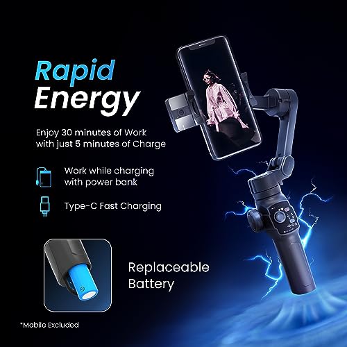 Image of Digitek (DSG-009F AI) 3 Axis Smartphone Gimbal with Wide Angle and AI Face Tracker - Telescopic Rods & External Microphone Support - Lightweight and Compatible with Smartphones