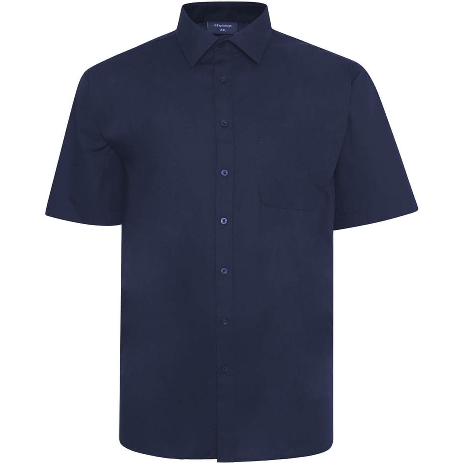 Espionage Mens Big Size Plain Collar Short Sleeve Shirt (147) in Navy in 7XL