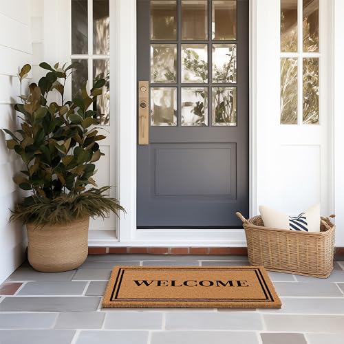 Barnyard Designs Natural Coco Coir Non-Slip Doormat (17x30, Welcome)