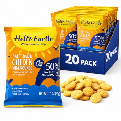 Hello Earth Mini Butter Rounds - 20 Pack (1.1 Oz Bags) - School-Friendly, Nut-Free, Allergen Conscious, Crispy Baked Snack