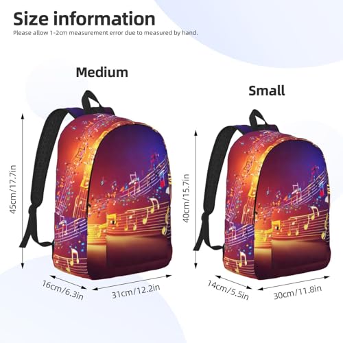 Sac à dos d'infirmière imprimé notes de musique colorées avec grand compartiment