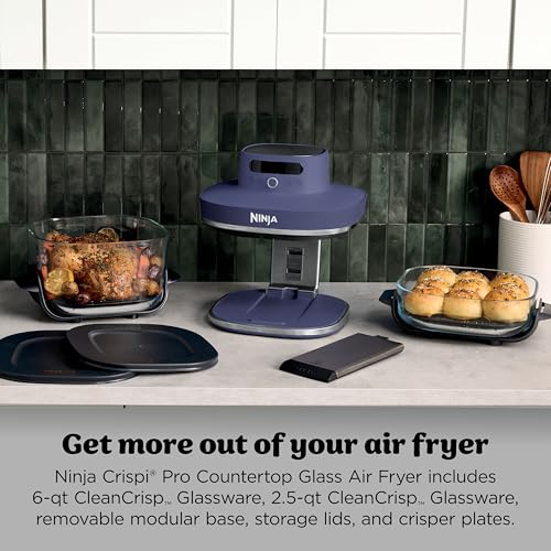 Image of Ninja Crispi Pro 6-in-1 Glass Air Fryer | 450F, Nontoxic, 6qt & 2.5qt Containers & Lids | Microwave, Freezer, Dishwasher Safe | Max Crisp, Air Fry, Bake, Roast, Recrisp, Dehydrate |Amethyst, AS101PU1