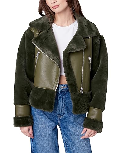 [BLANKNYC] Womens Vegan Leather Bonded Moto Jacket