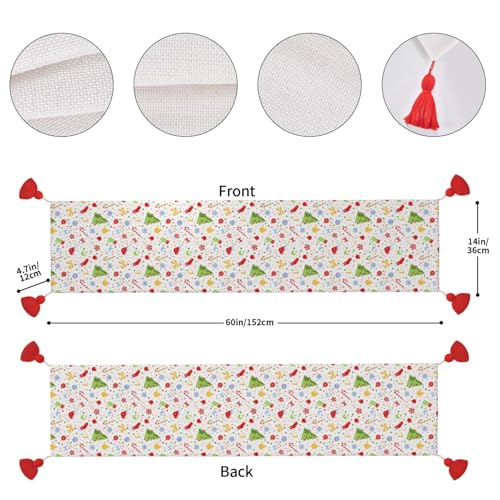Chemin de table de Noël avec pompon finitions haut de gamme 152 cm - 5
