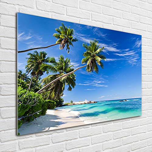 Tulup - Schilderijen op glas - 100x70 - Schilderij - Muurdecoratie - Wanddecor - Kunstdruk - Muurkunst - Modern Decoratief Beeld Gedrukt - Wandschilderijen - Decoratie Poster - Foto - Afbeelding - Landschappen - tropisch strand - Blauw - Afbeelding 3