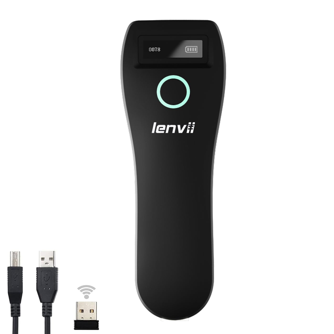 LENVII Mini Bluetooth 2D Barcode Scanner,Portable 1D/2D/QR Code Wireless Barcode Reader 3-in-1 Scanning Work with Windows, Android, iOS, Tablets or Computers Able to Scan Codes on Screen