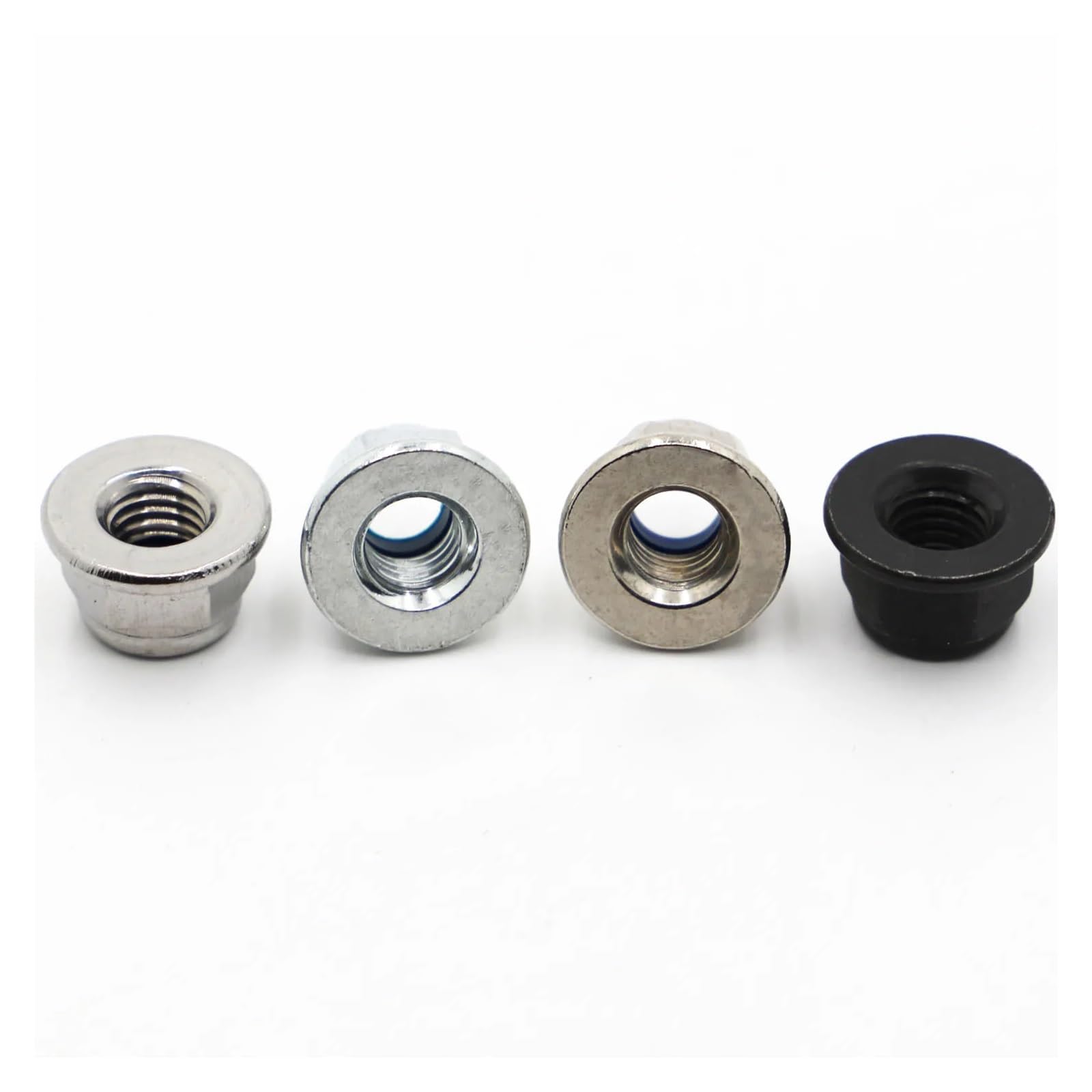 Tuercas Contratuercas Tuerca de sujeción, M3 M4 M5 M6 M8 M10 M12 Negro Blanco Níquel al carbono A2 Brida hexagonal de acero inoxidable Tuerca de bloqueo de inserción de nylon Contratuerca autoblocante