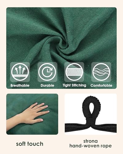 Image of Highwild Hammock Chair Hanging Rope Swing - Max 500 Lbs - 2 Cushions Included - Steel Spreader Bar with Anti-Slip Rings - for Any Indoor or Outdoor Spaces (D- Cushions Included-Green)