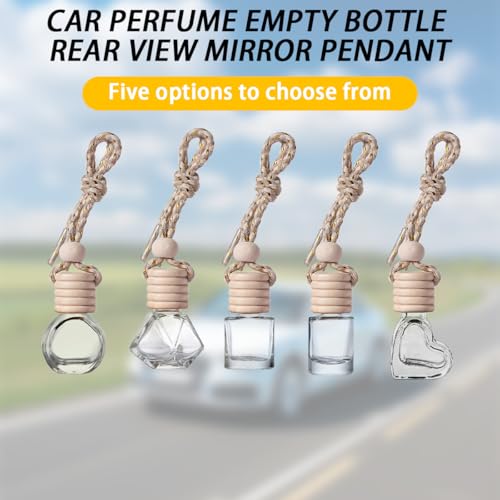 Image of Mandark 5PCS Hanging Car Perfume Bottle Pendant, 8ml Empty Glass Vehicle Oil Perfume Aromatherapy Diffuser Charms, Auto Rearview Mirror Ornament Pendant, Universal for Most Cars (Cylindric)